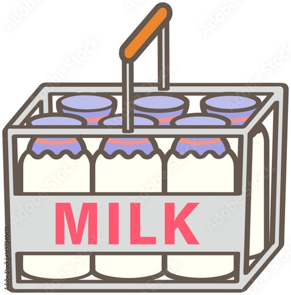 Obraz 牛乳配達のケースのイラスト