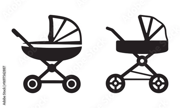 Fototapeta Minimal silhouette design of baby strollers