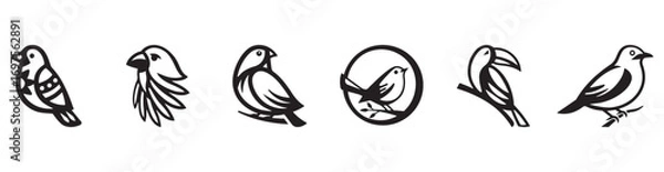 Fototapeta Vector illustration set of bird silhouettes