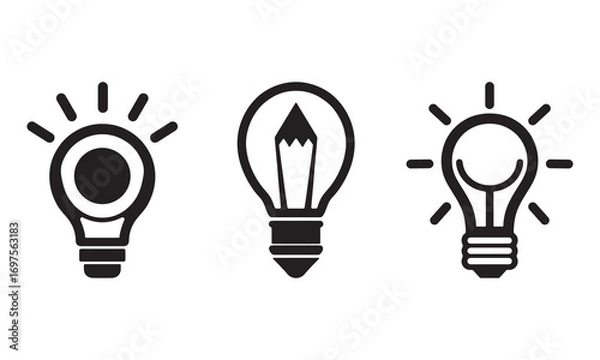 Fototapeta Vector illustration set of light bulb silhouettes