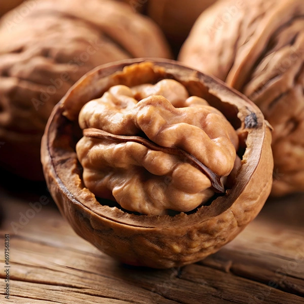 Fototapeta close up of walnut in shell