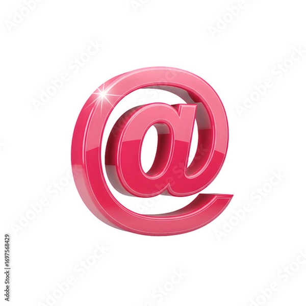 Fototapeta Glossy pink at symbol isolated on black background