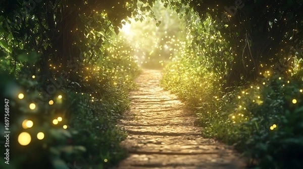 Obraz Dreamy enchanted forest with sparkling fireflies high resolution picture