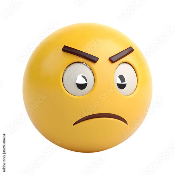 Fototapeta Angry yellow face emoji isolated on a transparent background
