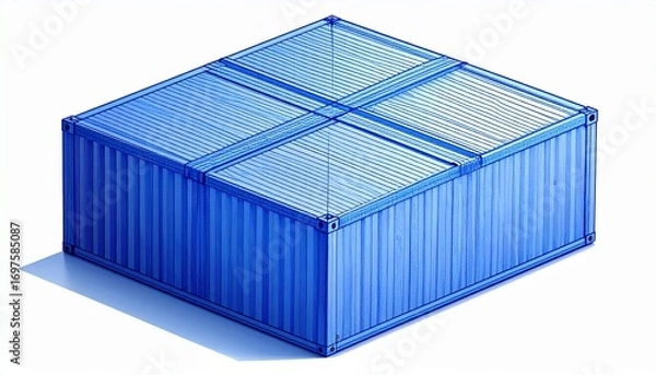 Fototapeta A detailed view of a blue shipping container, designed for cargo transport, showcasing its robust and durable construction.