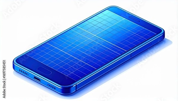 Fototapeta A smartphone with a unique solar panel design, symbolizing sustainable technology. The device is a sleek, modern design and embodies the future of eco-friendly devices