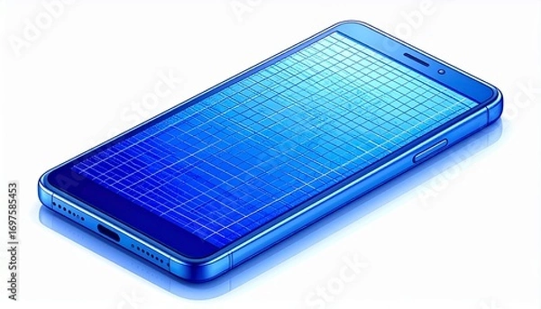 Fototapeta A close-up shot of a sleek, modern smartphone in an elegant blue color