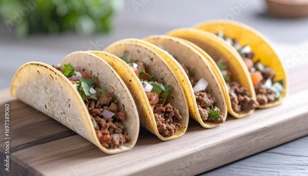 Fototapeta 並んだタコスがおいしそう
