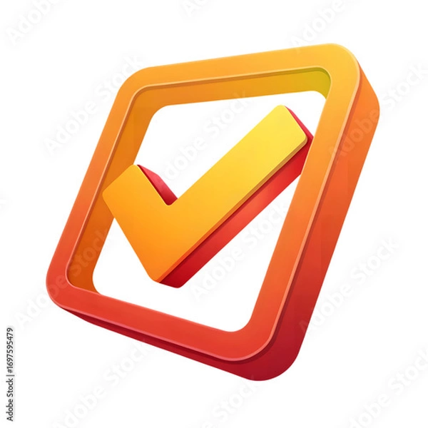 Fototapeta Orange and Yellow Check Mark isolated on a transparent background