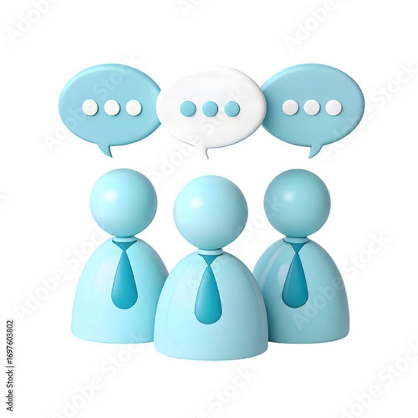 Fototapeta Three figures with speech bubbles isolated on a transparent background