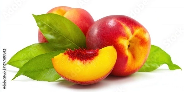 Fototapeta Close-up of delicious nectarines with vibrant colors, perfect for summer.