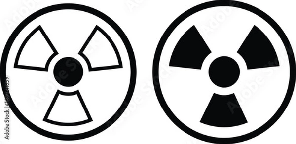Obraz Radiation warning sign icons. Set of radiation hazard signs. Three radiation hazard symbols showing different styles. Vector illustration
