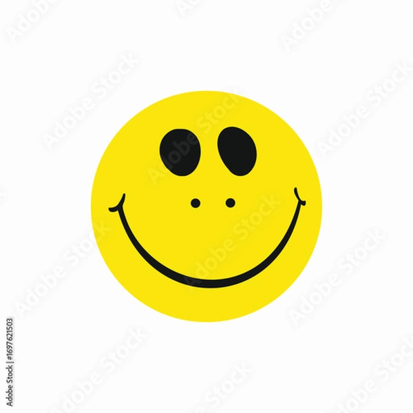 Fototapeta Classic Smiley Face Icon with Wide Grin and Black Eyes, Simple Symbol of Happiness and Positive ,yellow Cheerful Design