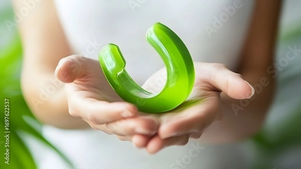 Obraz hands holding a green leaf