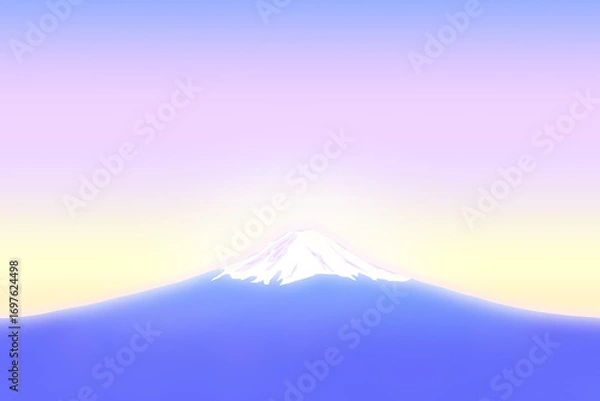 Obraz 富士山と夕日又は朝日の背景イラスト