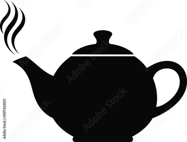 Fototapeta Silhouette of a teapot with steam, a classic symbol of tea time and relaxation