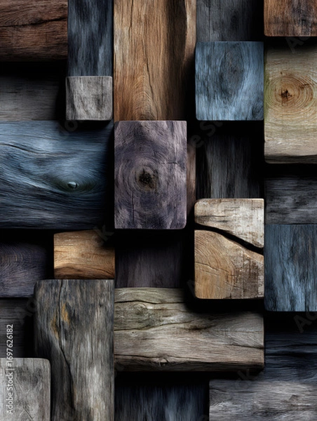 Fototapeta Wood, wooden abstract background, texture or wallpaper. Neural network AI generated art