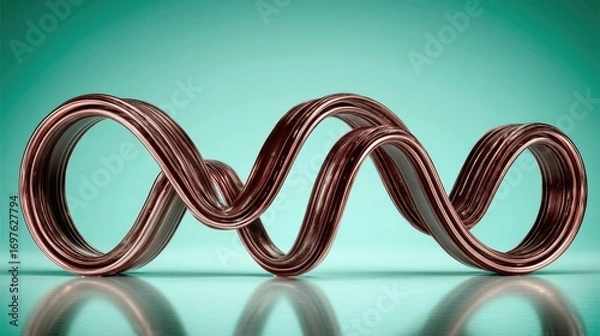 Fototapeta Abstract copper coils on teal background