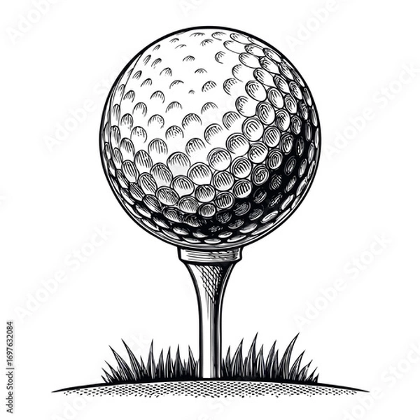 Fototapeta Featuring Create Bold Stroke Golf Ball Tee Whit Dynamic High-Quality Stock Image