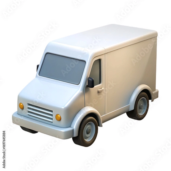 Fototapeta White delivery van with a simple design isolated on transparent background