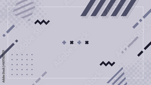 Fototapeta モノトーンのおしゃれでかわいい配信画面　ポップな背景装飾イラスト　フレーム　スタイリッシュ 16:9