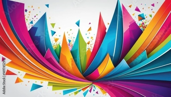 Fototapeta Vibrant Abstract Background with Dynamic Colorful Geometric Shapes and Edges for Creative Design and Artistic Projects