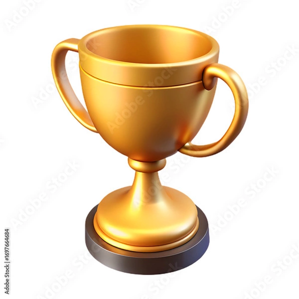 Fototapeta Golden trophy with handles and a circular base isolated on transparent background