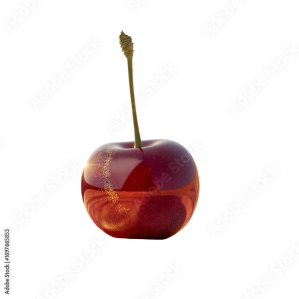 Fototapeta PNG  Luminous Red Cherry: Vibrant Fruit Photography for Food Branding & Culinary Websites TRANSPARENT BACKGROUND