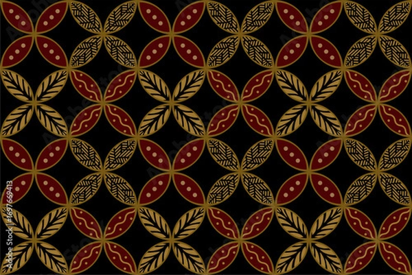 Fototapeta Beautiful and elegant vector modern traditional Javanese ethnic batik pattern template.