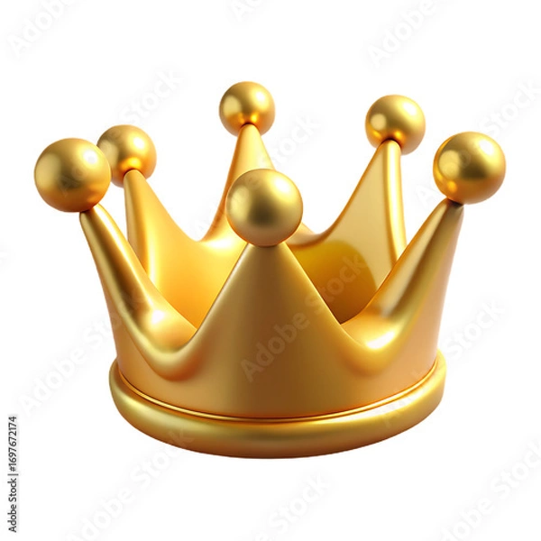 Fototapeta Golden royal crown with ornate points and spheres isolated on transparent background