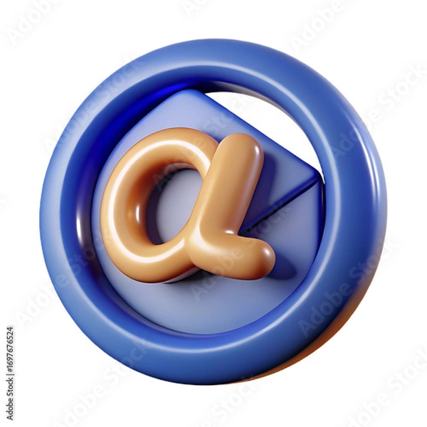 Fototapeta 3d golden alpha symbol inside a blue circular frame isolated on transparent background