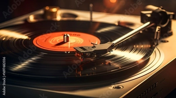 Fototapeta レコードとレコードプレイヤー　音楽素材