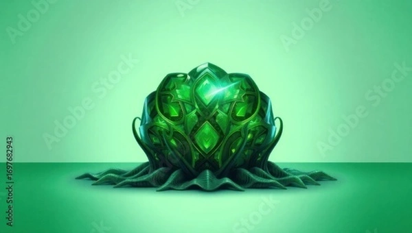 Obraz Futuristic Glowing Geometric Art Sculpture Display