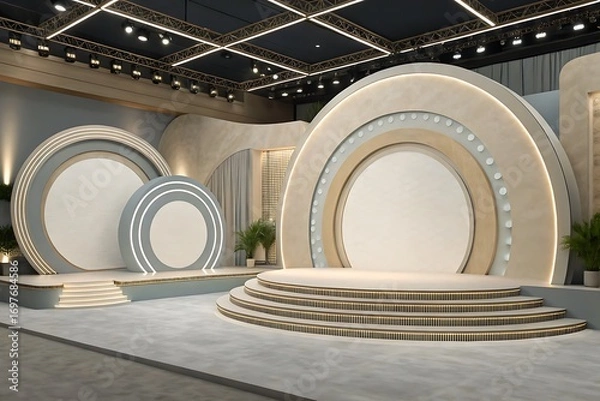 Fototapeta Circular stage design with layered steps event performance