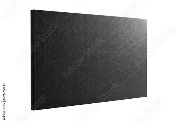 Fototapeta Deep charcoal grey panel with coarse, irregular canvas weave texture, detailed by soft raking light, isolated on white background with copy space, concept of artistic potential