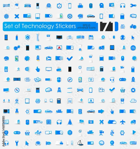 Fototapeta Set of technology stickers