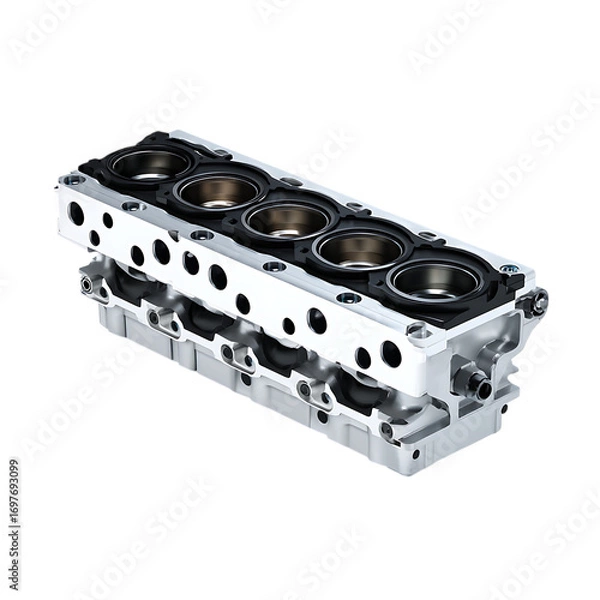Fototapeta Metal car engine valve cover and black png