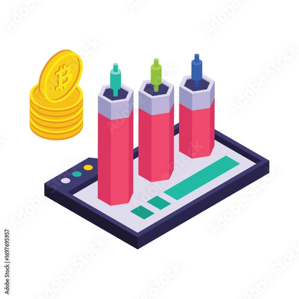 Fototapeta Crypto Arbitrage isometric vector illustration.