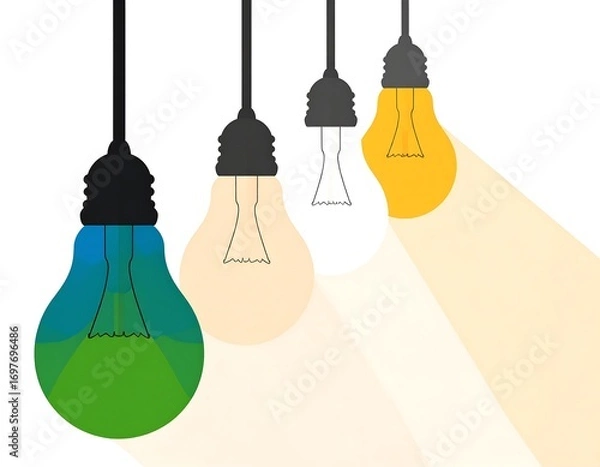 Obraz Hanging light bulbs with beams