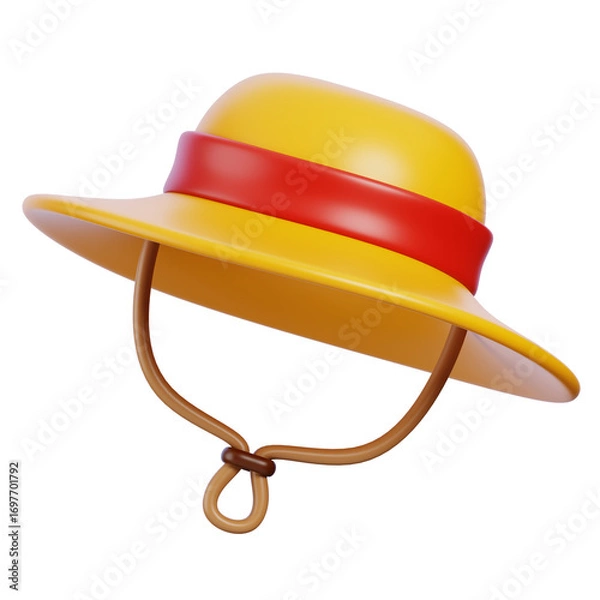 Obraz Farming hat 3d render icon. Agricultural equipment concept.