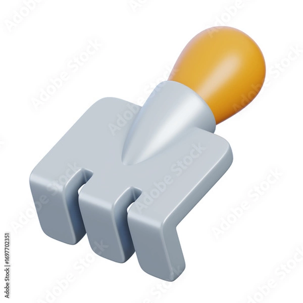 Obraz Rake 3d render icon. Agricultural equipment icon concept.