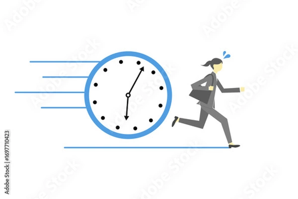 Fototapeta 時間に追われて走るビジネスウーマン