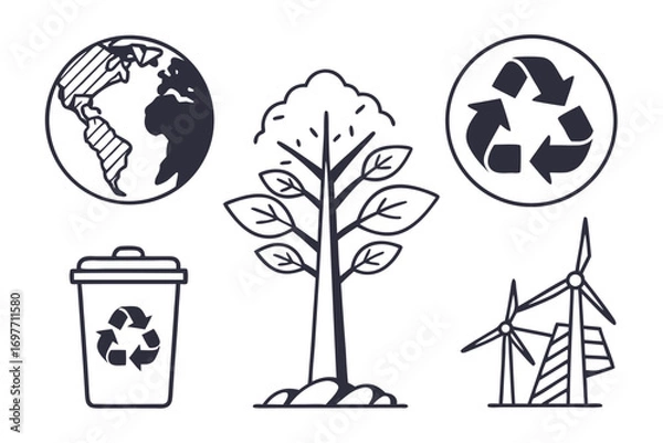 Fototapeta Minimalist Environment Icon Bundle