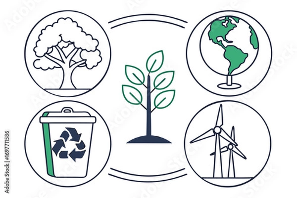 Fototapeta Minimalist Environment Icon Bundle