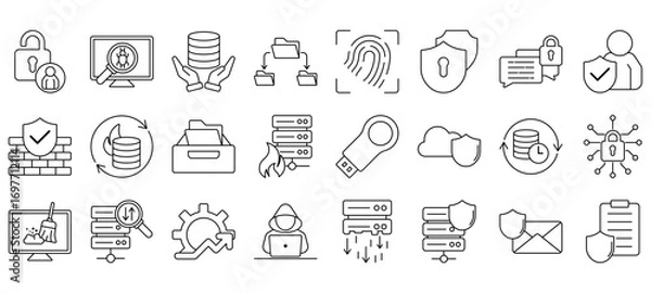 Fototapeta Set of Data Protection Icons or symbols Vector fully editable file.