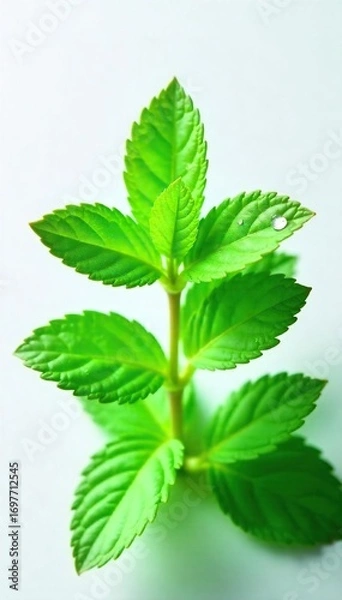 Obraz Freshly Picked Mint Leaves Vibrant Green and Dewy, Perfect for Culinary and Medicinal Use