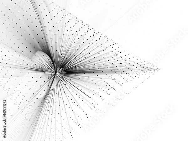 Fototapeta Abstract background. Fractal graphics series. Three-dimensional composition of dots and beams.