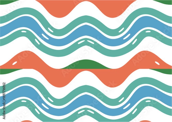 Fototapeta Abstract playful minimalist pattern with wavy line Design