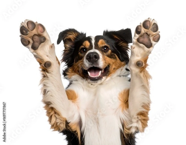 Obraz Happy dog lifting paws