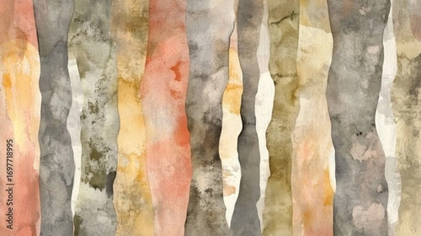 Fototapeta Textured abstract painting with vertical stripes in vibrant colors